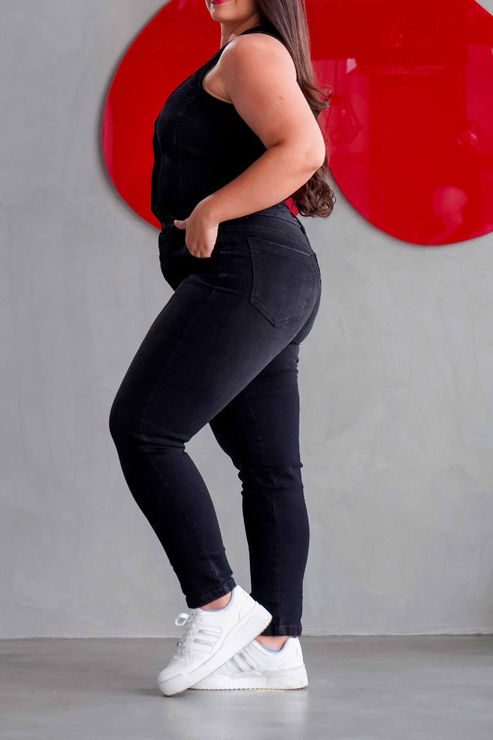 Conjunto Jeans Baggy con Chaleco negro- AS06402