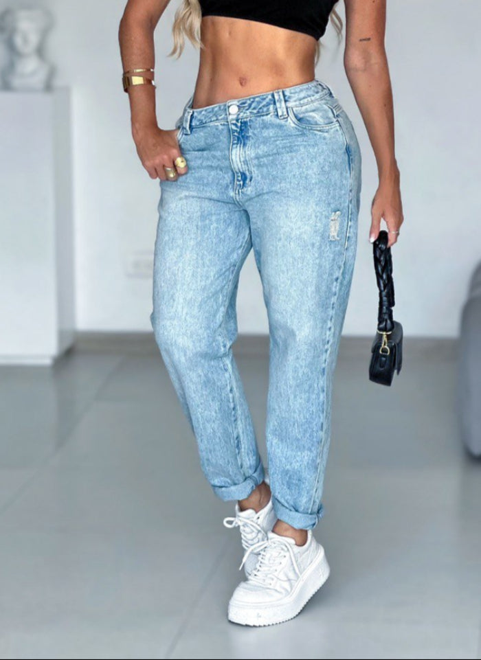 Jean Boyfriend en Denim Rigido (AS06472)