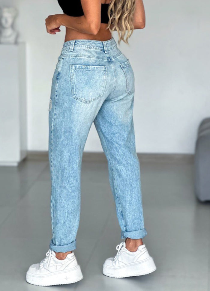 Jean Boyfriend en Denim Rigido (AS06472)
