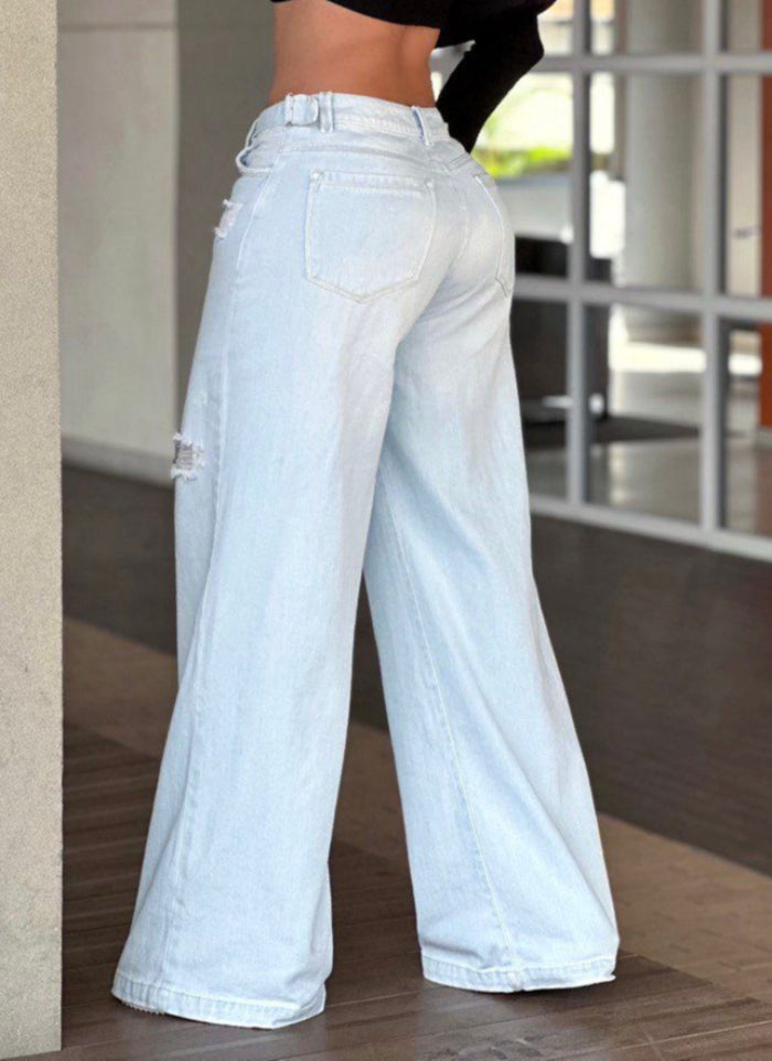 Jean de Pierna Ancha en denim rígido -AS06491