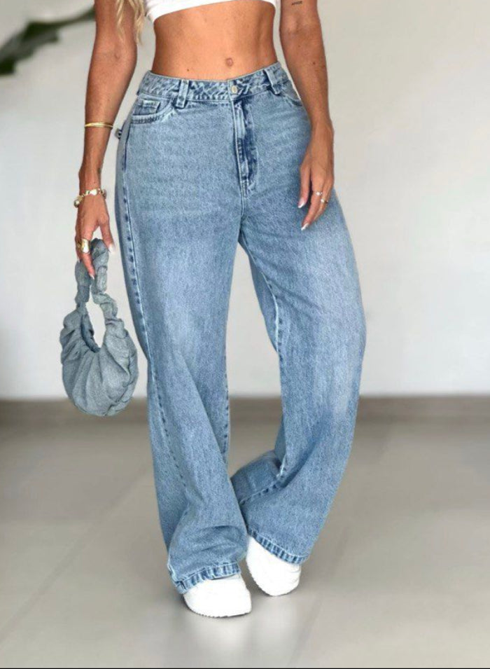 Jean Wide Leg en denim rigido AS06493