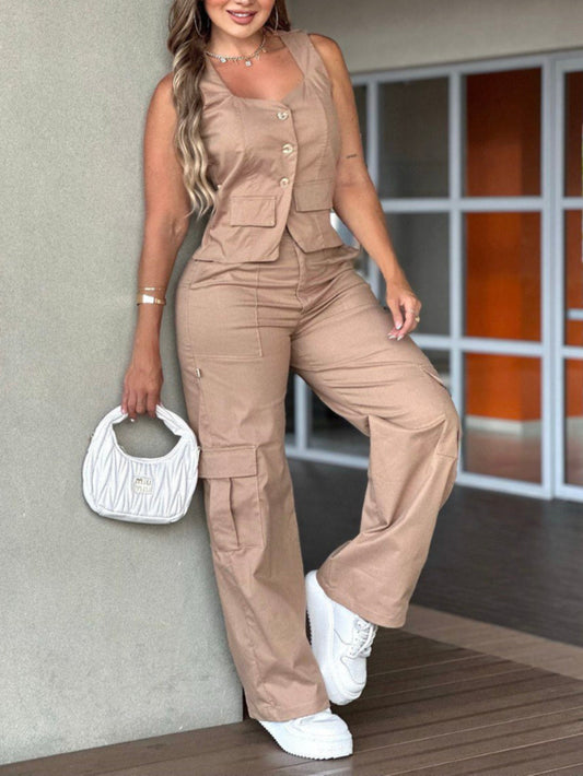 Set Pantalon y Chaleco en Drill Licrado (ASP00420)