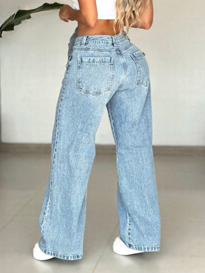 Jean Wide Leg en denim rigido AS06493