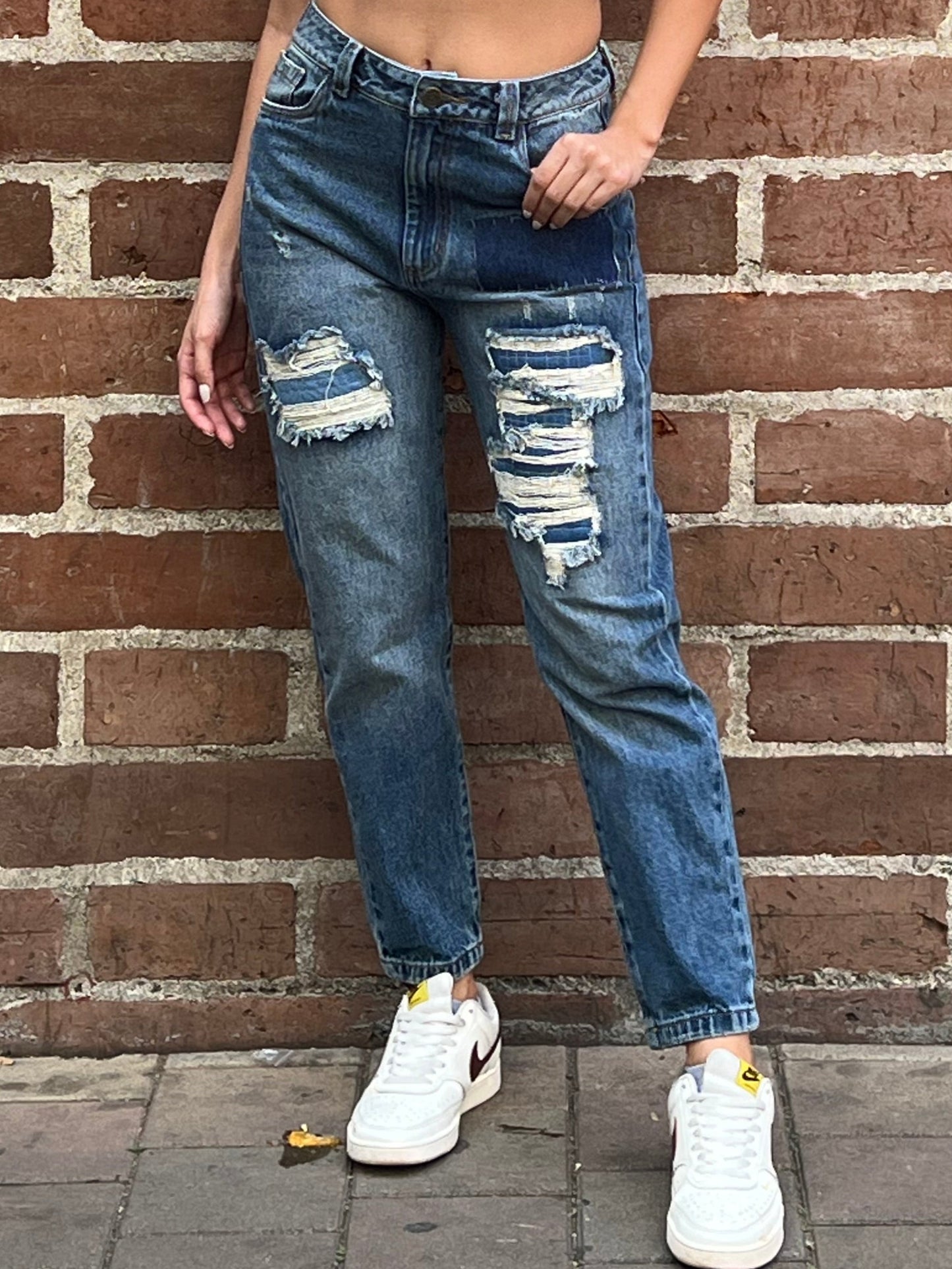 Jean Boyfriend patchwork