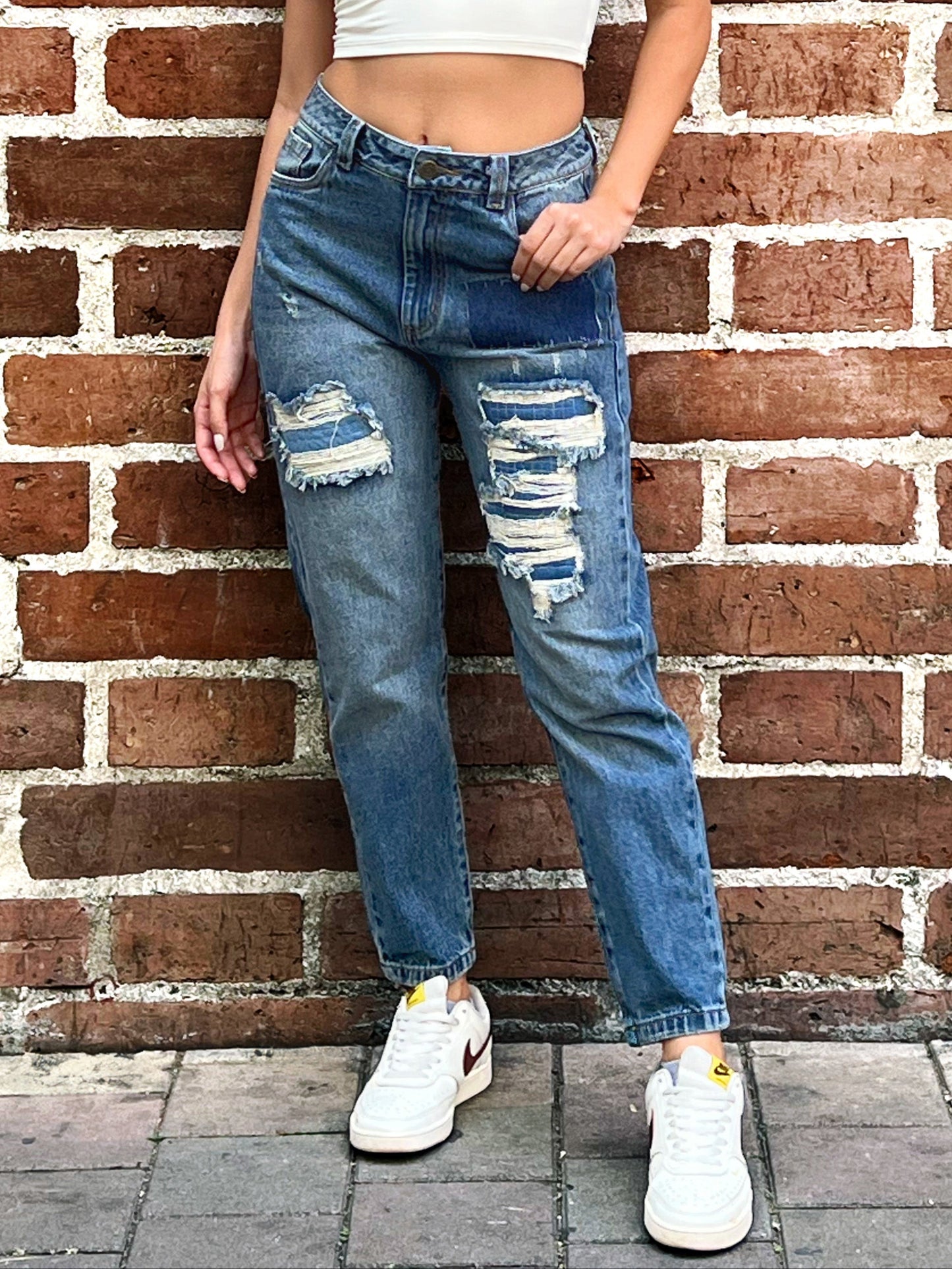 Jean Boyfriend patchwork