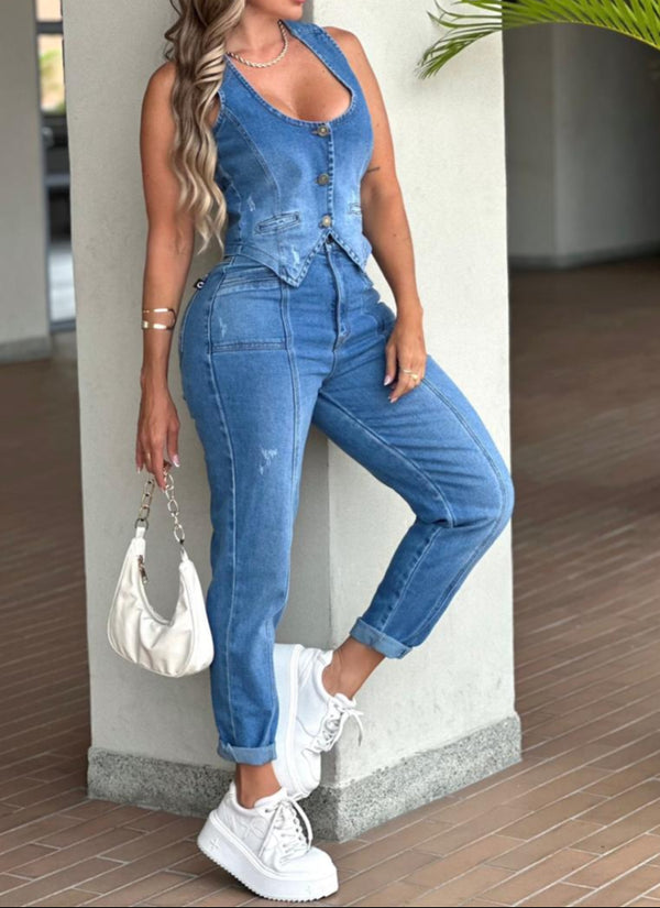Conjunto Jean Baggy y Chaleco