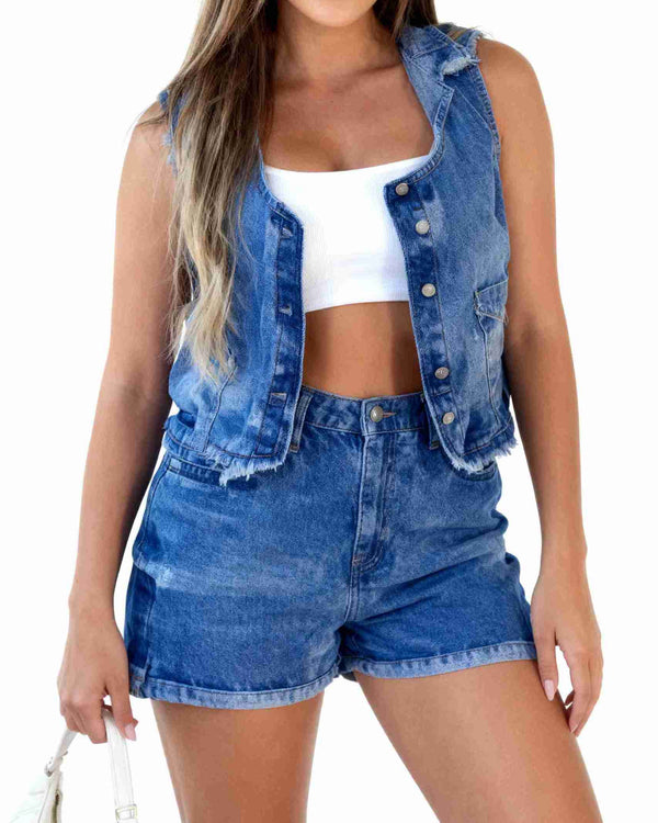 CONJUNTO SHORT EN DENIM RIGIDO - AS06537