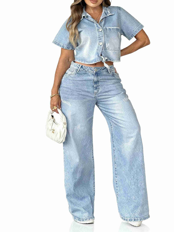 CONJUNTO JEAN MOM FLARE Y BLUSA- AS06614